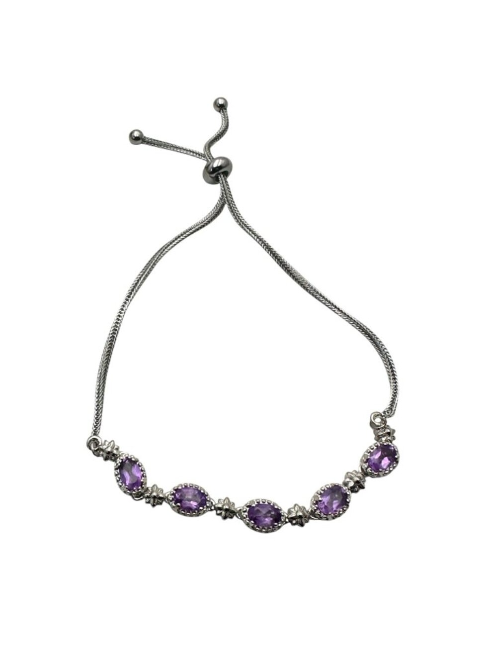 Chuck Clemency Purple Amethyst Sterling Silver Bolo Bracelet Adjustable - Picture 5 of 10